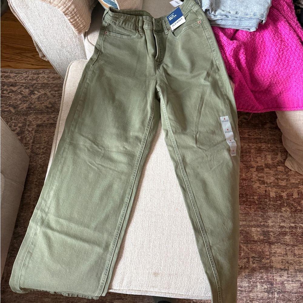Old Navy Sage Green Wide-Leg Jeans